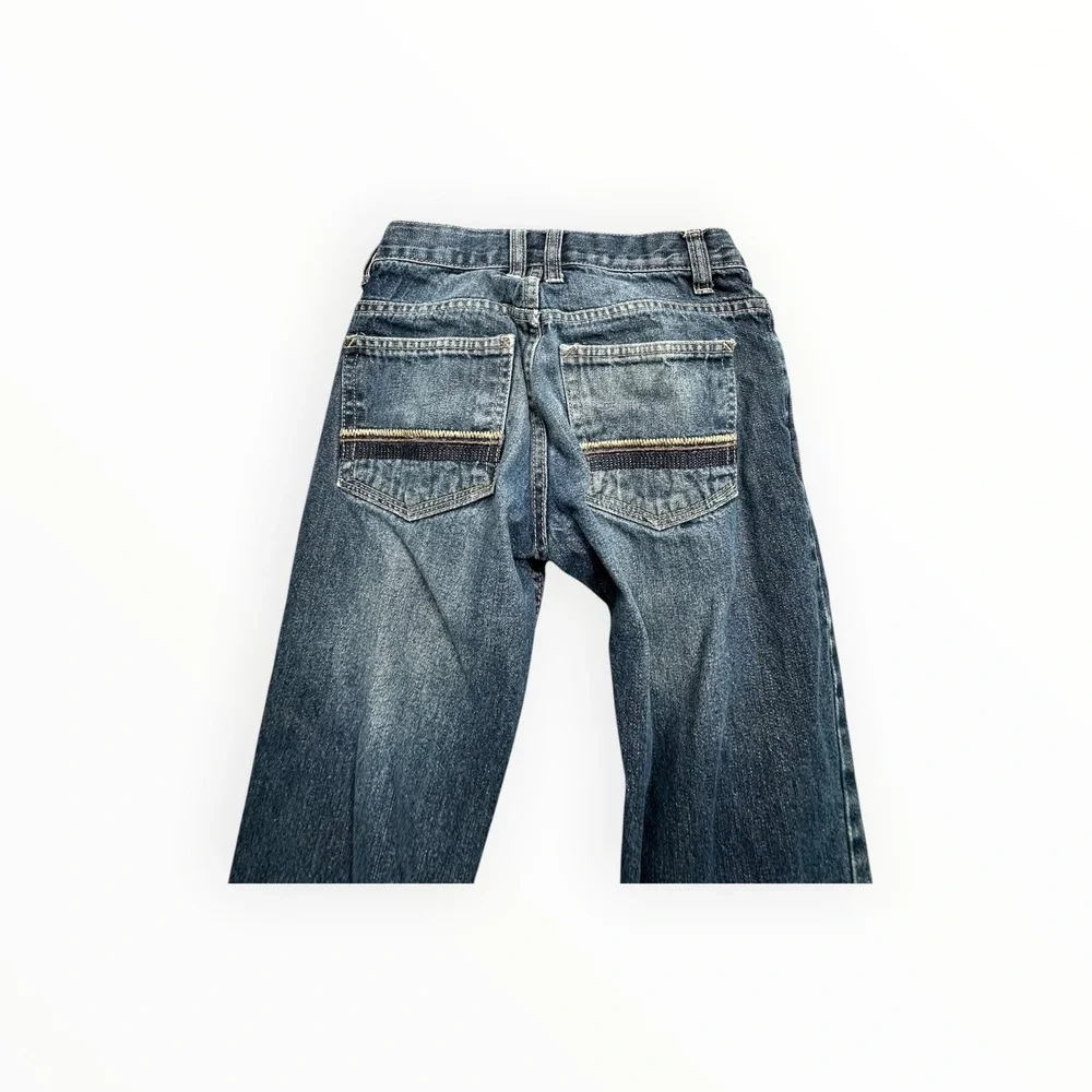 Free Planet Jeans Boys Size‎ 8 Blue Straight Leg Adjustable Waist Distressed